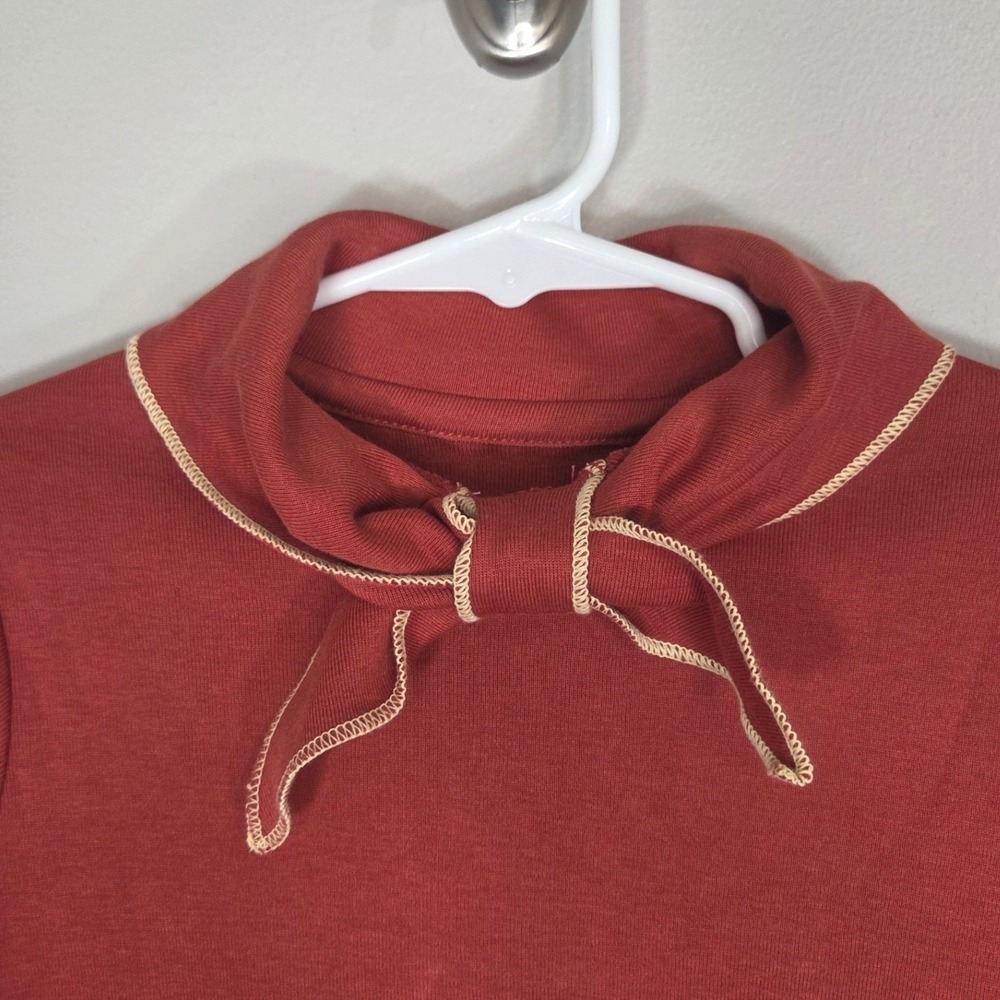 Misha & Puff Organic Pima Cotton Tie Neck Pullover Red 4Y Made Peru - Picture 3 of 5